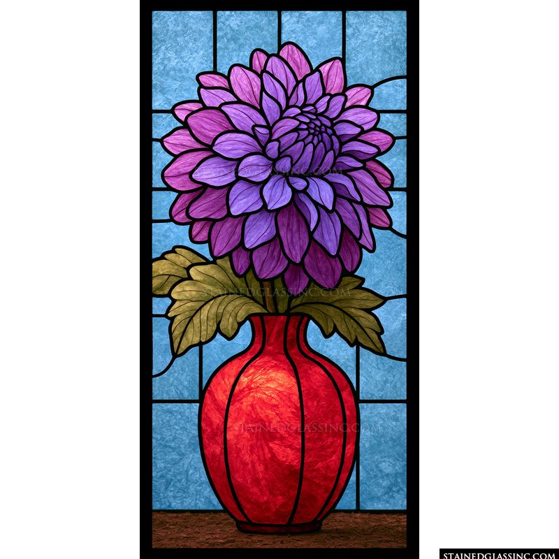 Dahlia Bloom in Crimson Vase