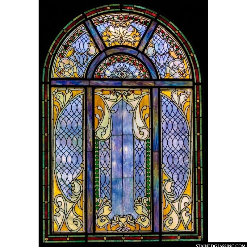 Arched Ornamental Flourishes in Cobalt and Amber