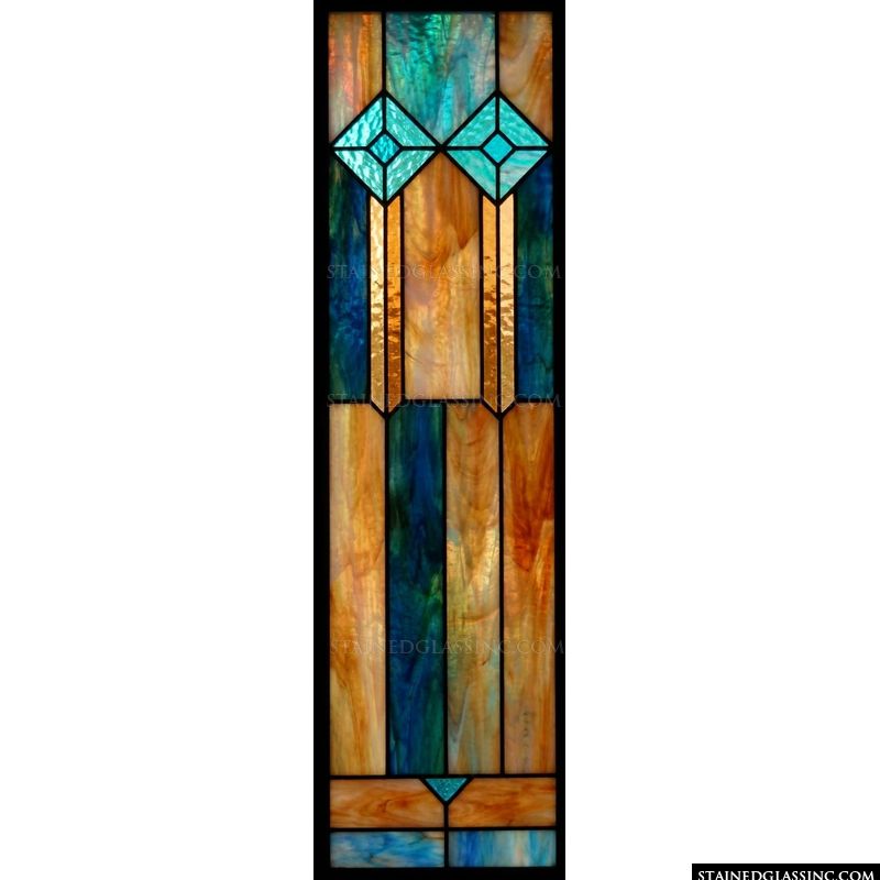 Geometric Columns in Amber and Turquoise
