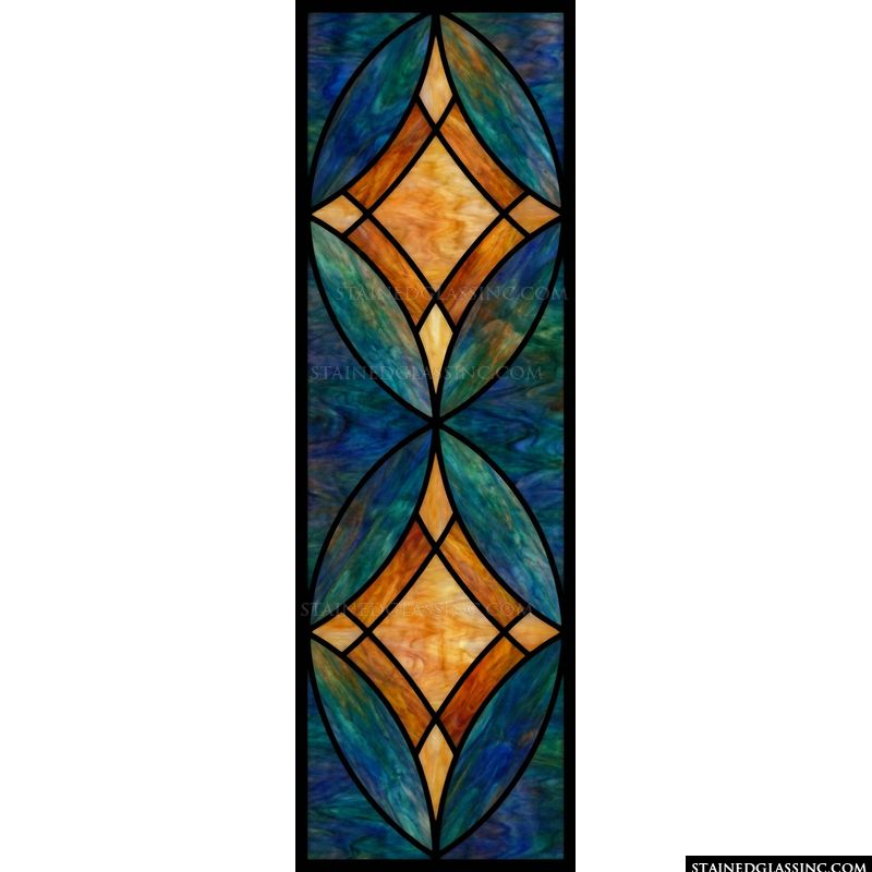 Abstract Interlocking Amber and Cobalt Diamonds