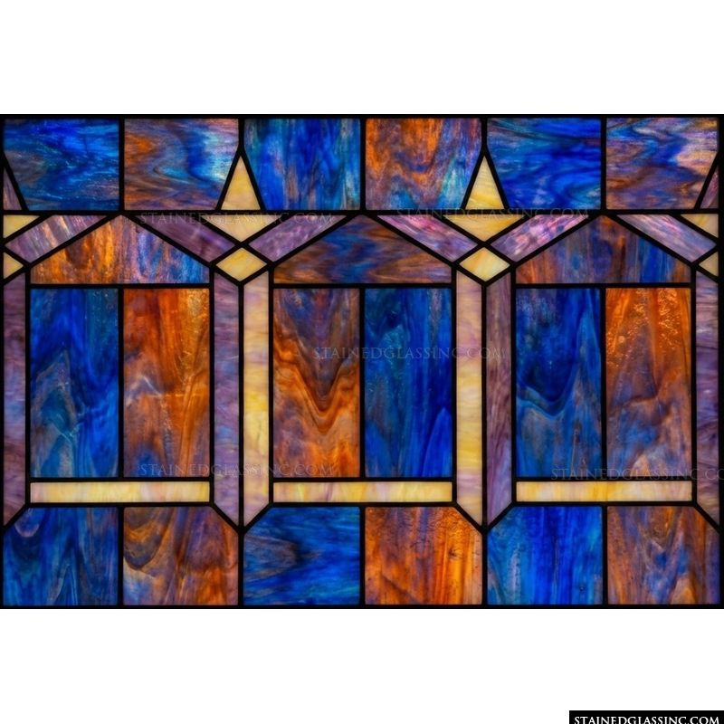 Abstract Geometric Arches in Cobalt and Amber