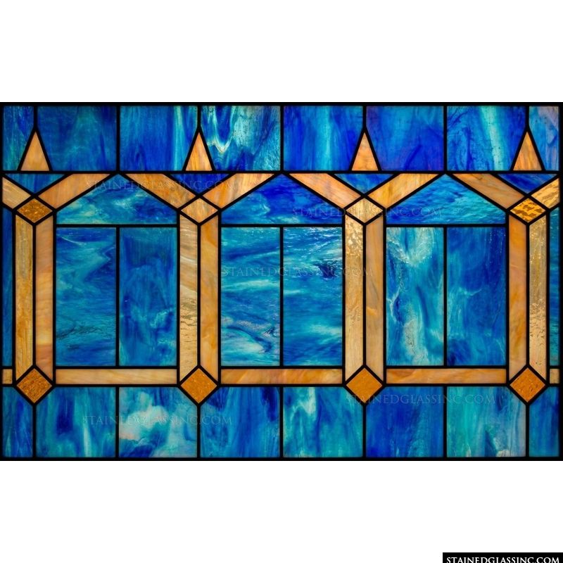 Geometric Arches in Azure and Amber