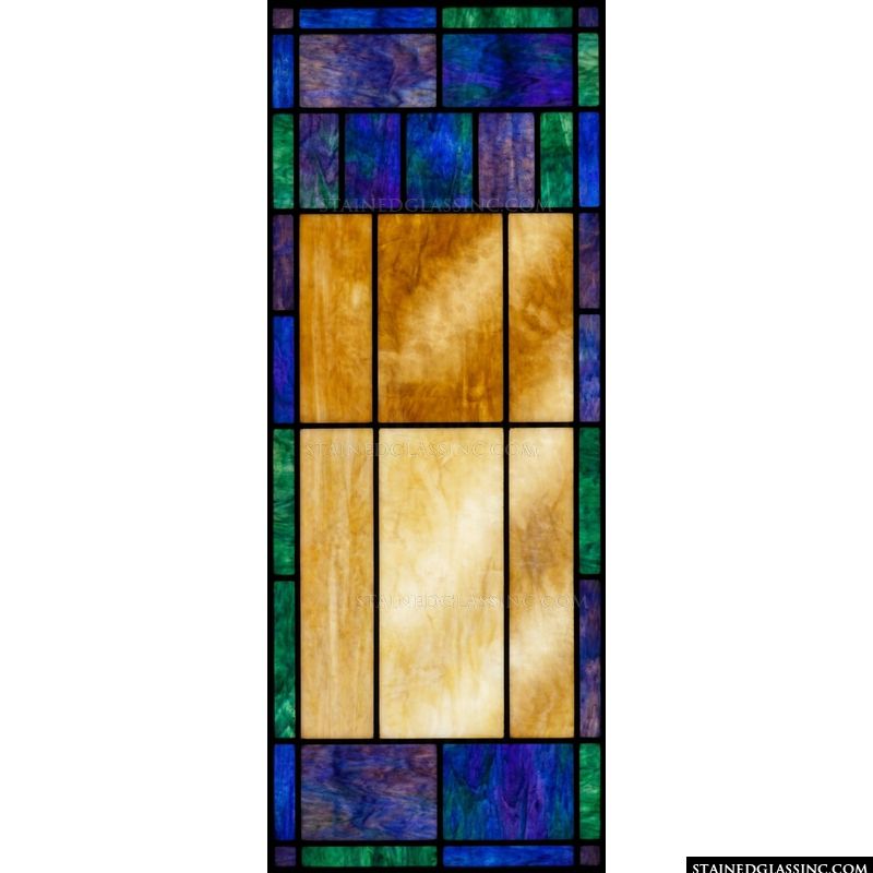 Geometric Grid in Cobalt, Emerald, and Amber