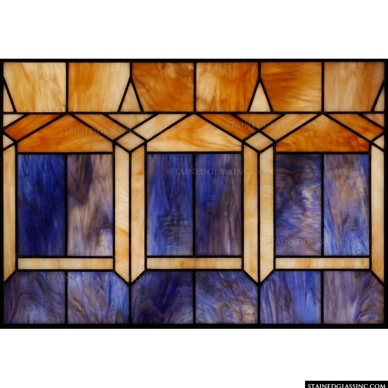 Architectural Geometric in Amber and Blue