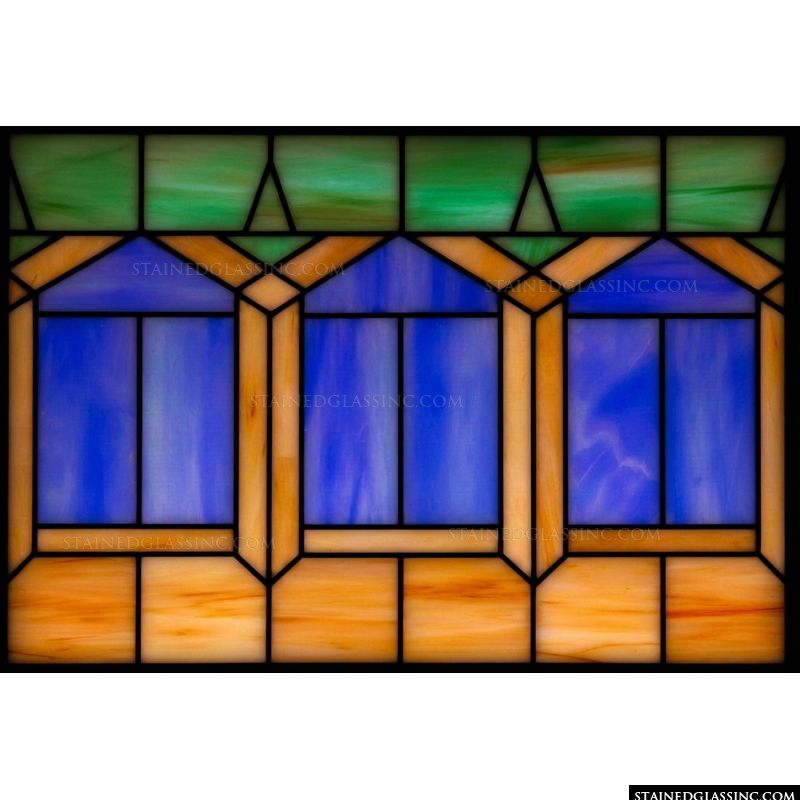 Gothic Triple Arch in Amber and Cobalt