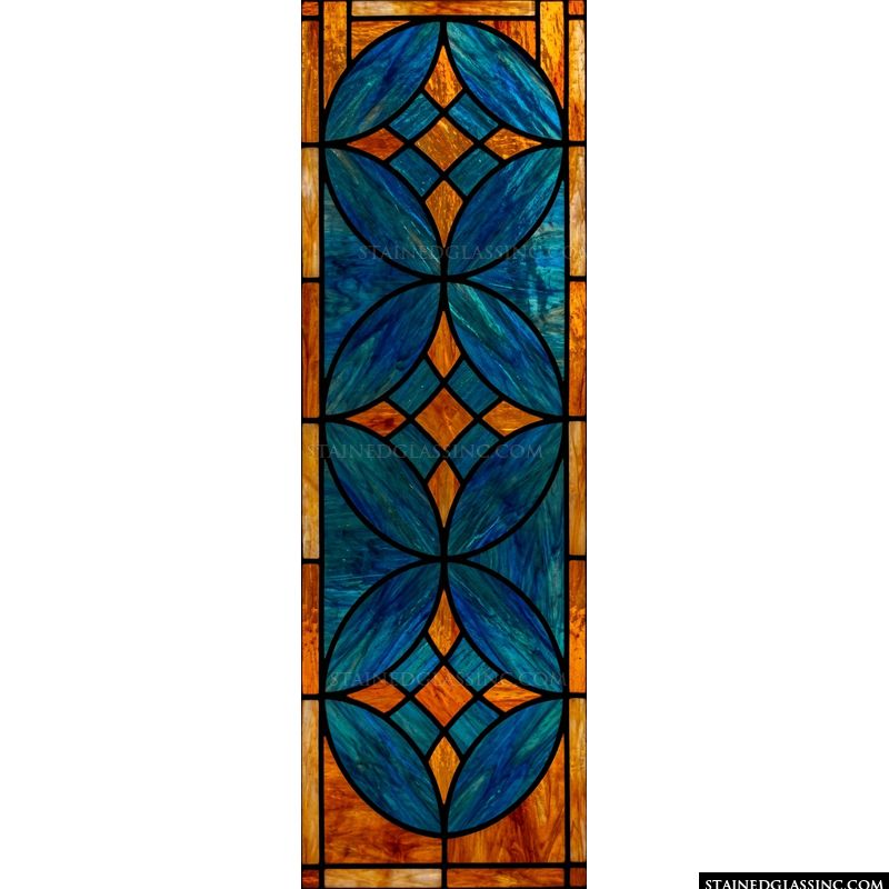 Abstract Geometric Interlocking Ovals in Cobalt and Amber