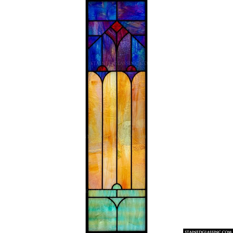 Abstract Arched Design in Cobalt, Gold, and Teal