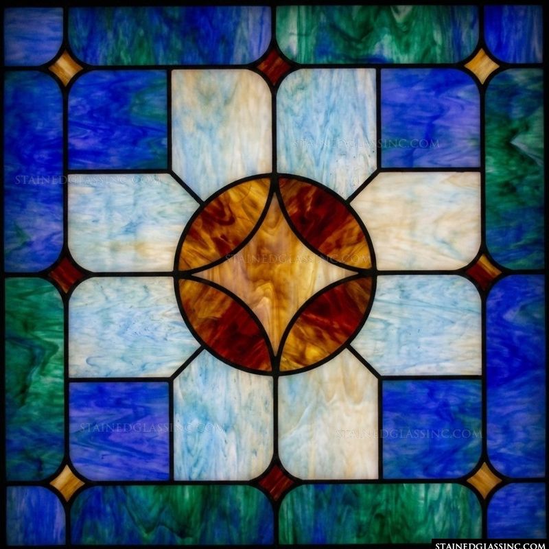 Geometric Medallion in Cobalt and Amber