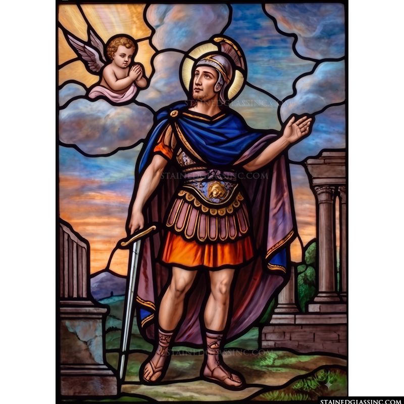 Saint George in Armor with Cherub