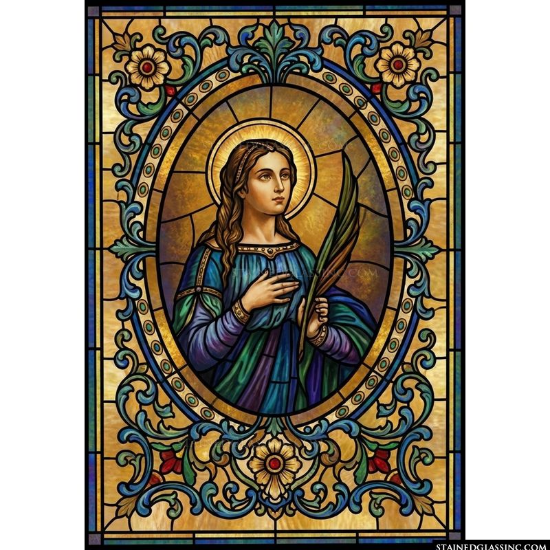 Saint in Blue with Palm Branch