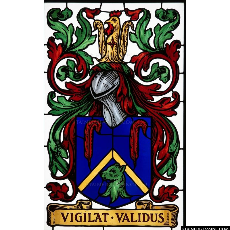 Heraldic Crest with Rooster and Motto