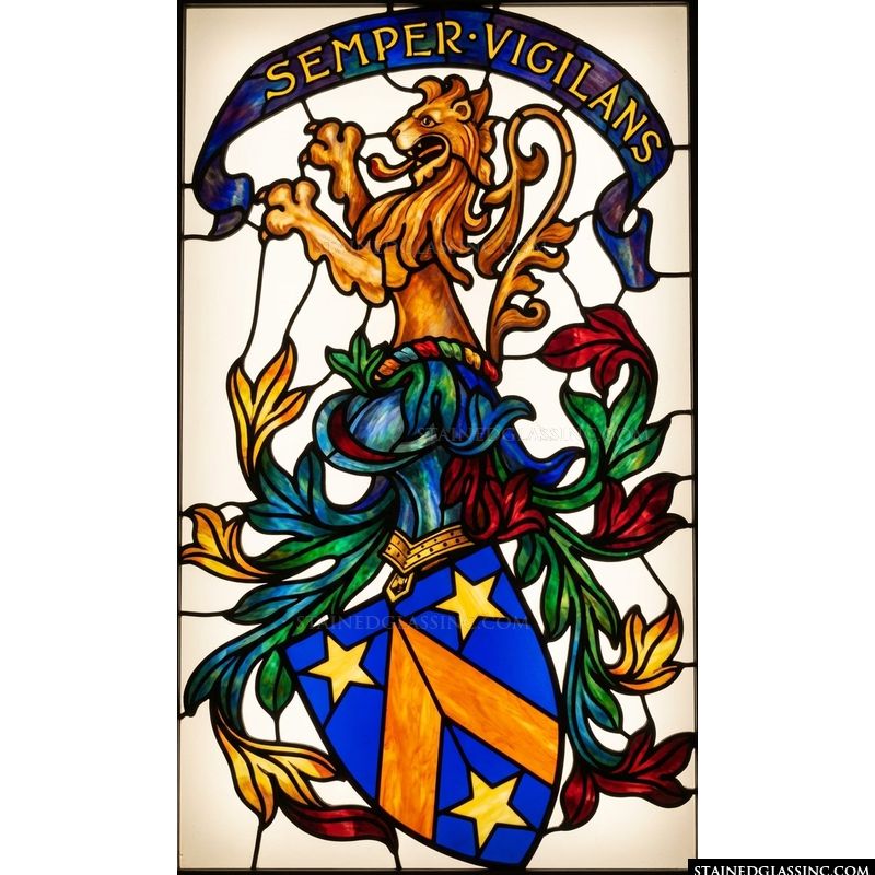 Lion Rampant and Heraldic Shield