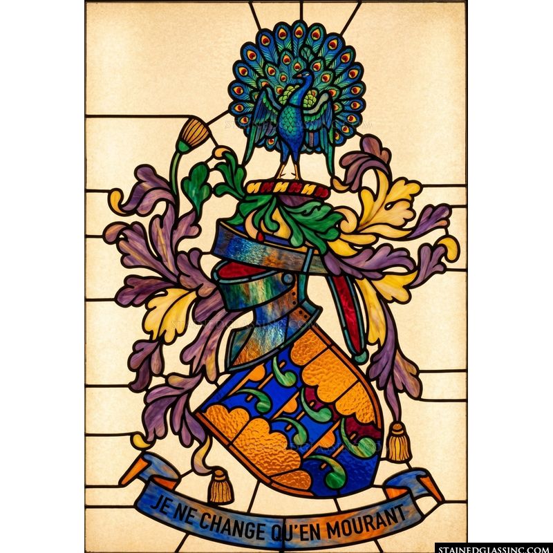 Peacock Crest with Heraldic Helm