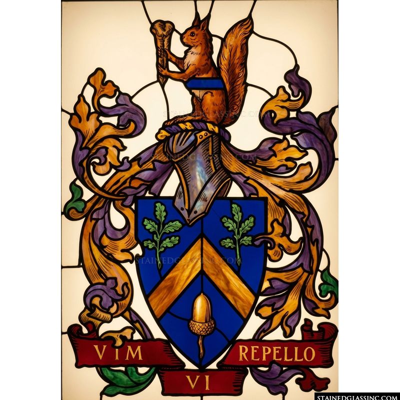Heraldic Squirrel with Acorn Crest