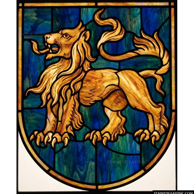 Heraldic Lion in Gold and Cobalt