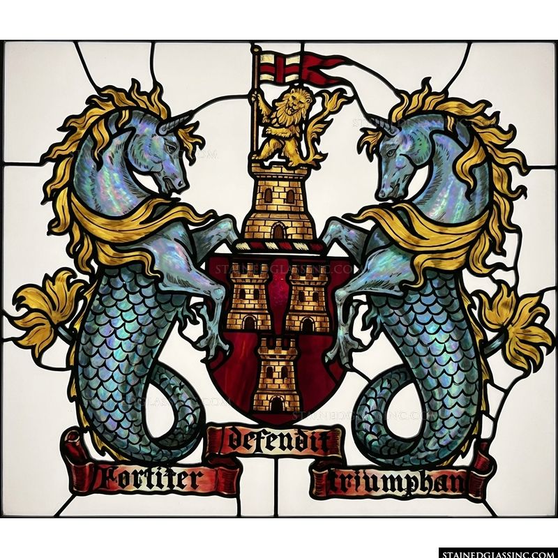 Heraldic Coat of Arms with Sea Unicorns