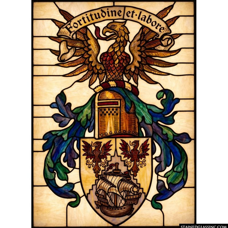 Heraldic Coat of Arms with Eagle and Ship. Custom coat of arms.