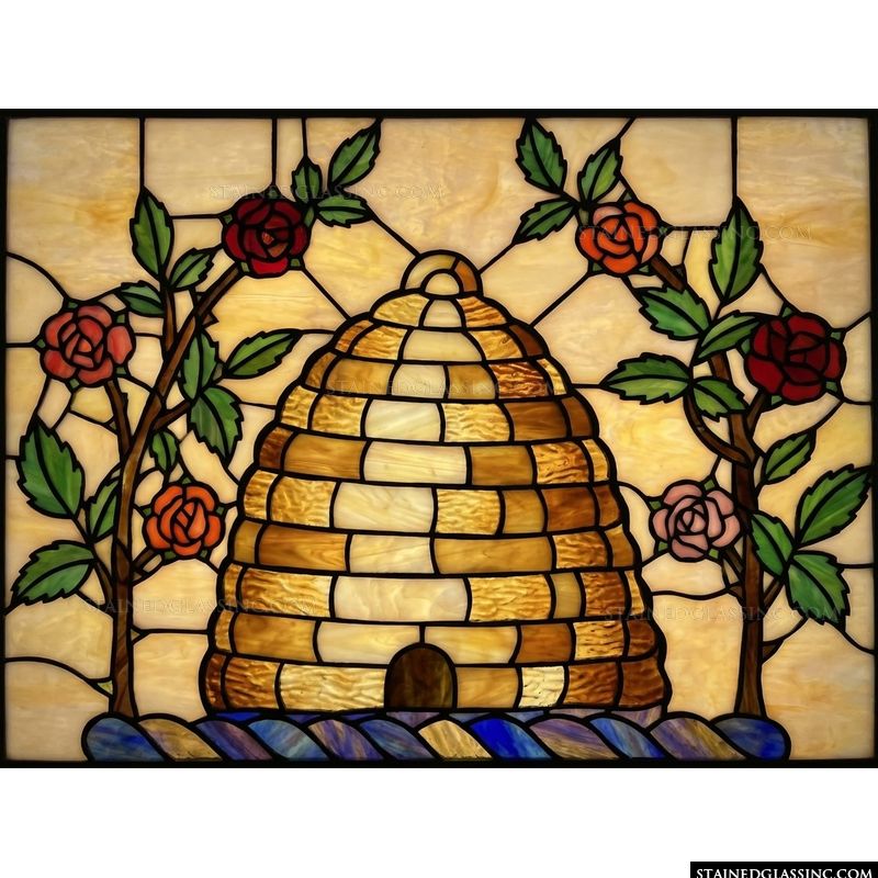 Beehive Surrounded by Garden Roses