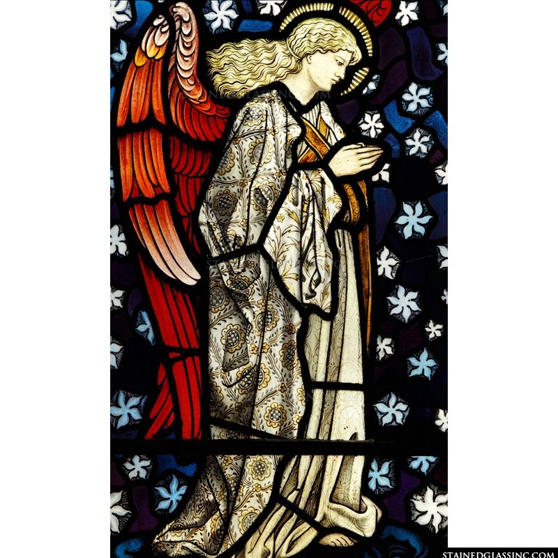 Adoring Angel in Crimson and Gold