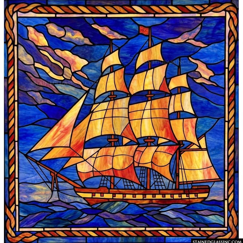 Galleon Sailing at Sunset