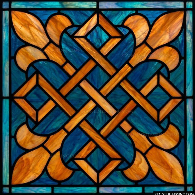 Interlocking Amber and Cobalt Geometric Knot