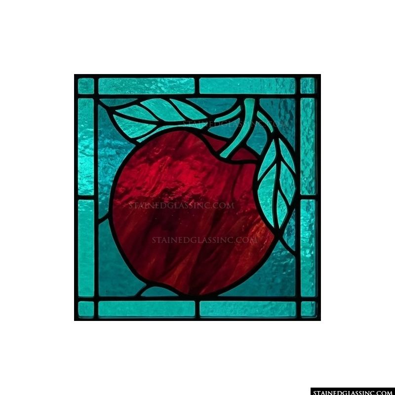 Crimson Apple on Teal Field