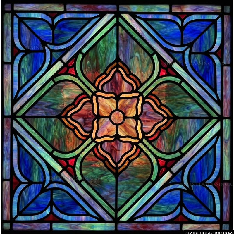 Abstract Quatrefoil in Cobalt and Amber