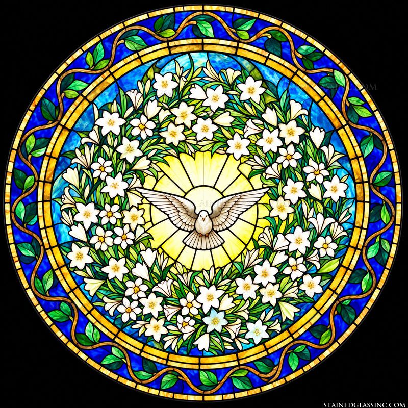 Dove of the Holy Spirit with White Lilies