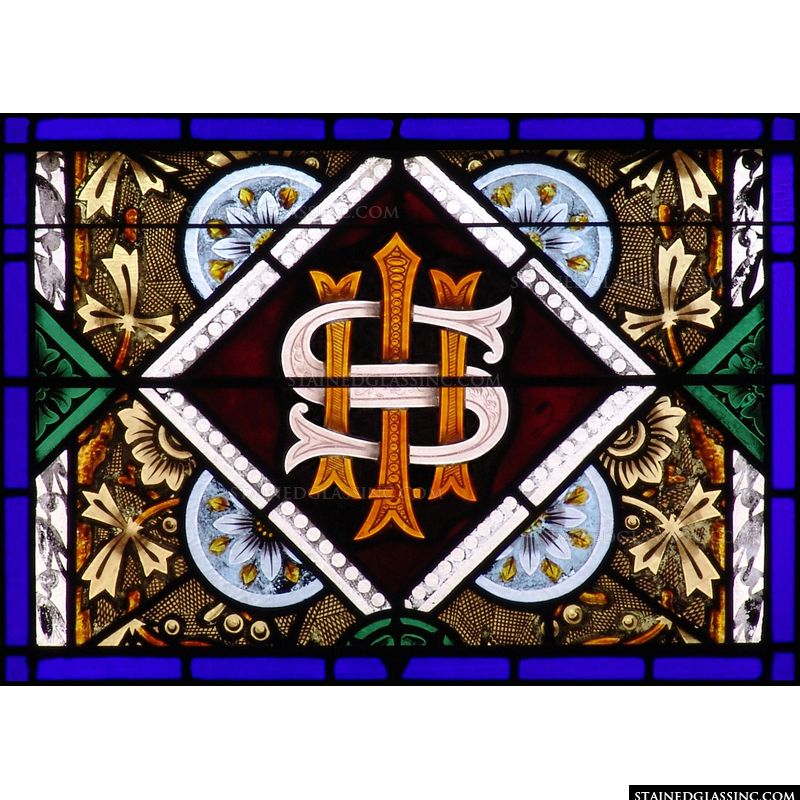 Stained glass image with symbolism. 