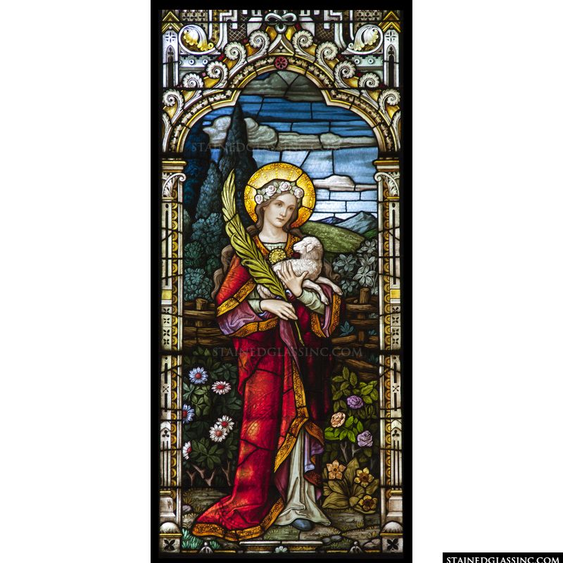 Saint Agnes in stained glass. 