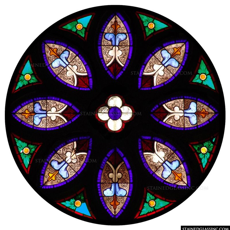Rich Blue and Brown Rose Window