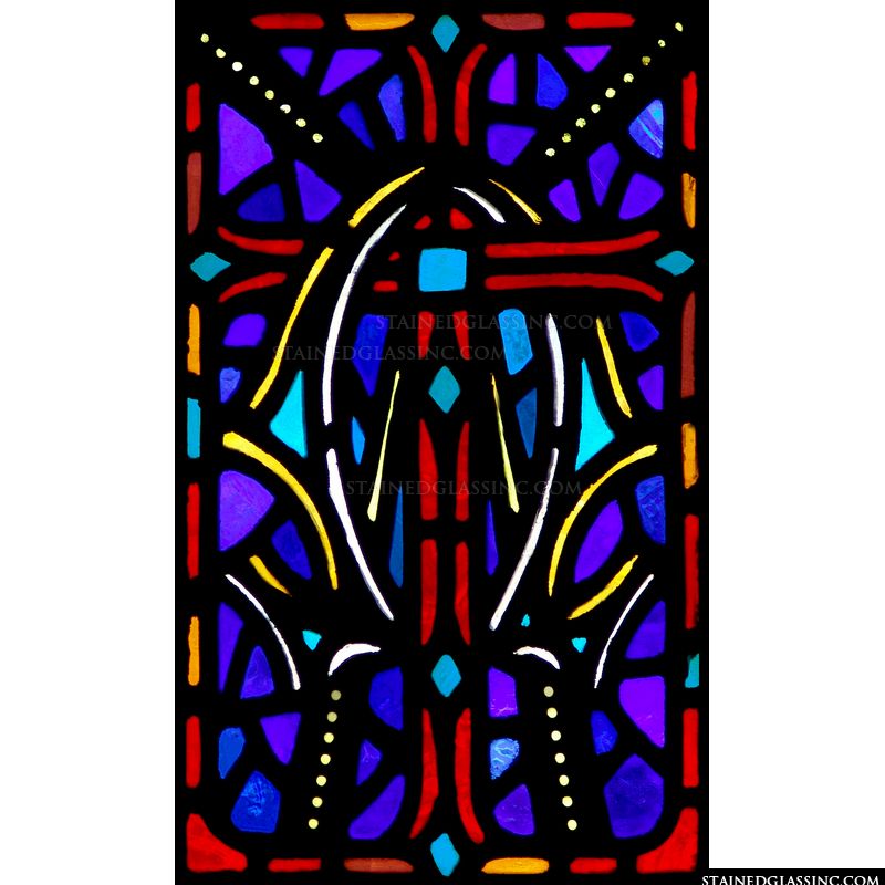 A cross in stained glass.
