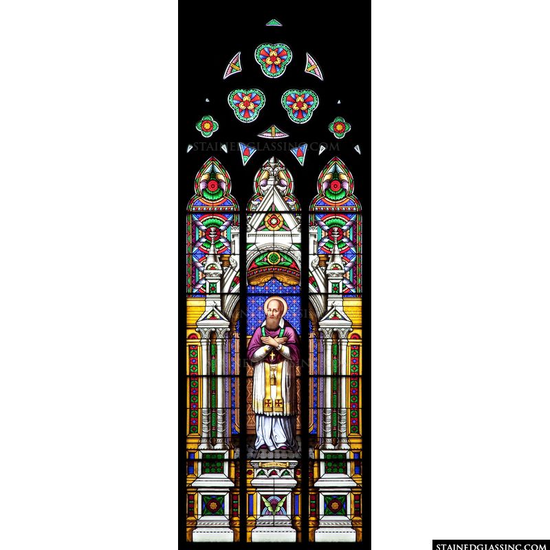 St Francis de Sales in stained glass. 