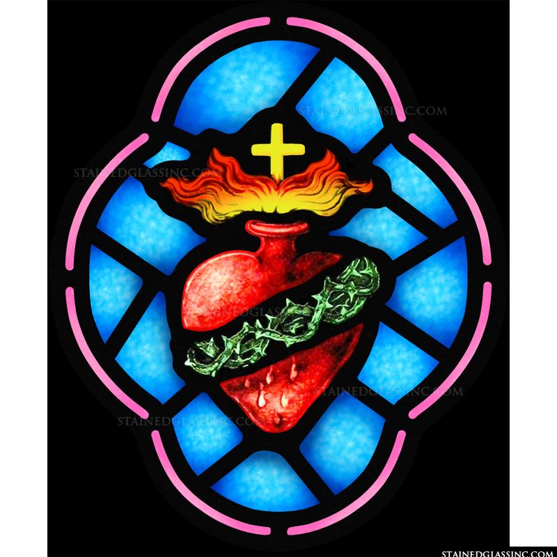 The Sacred Heart in stained glass. 