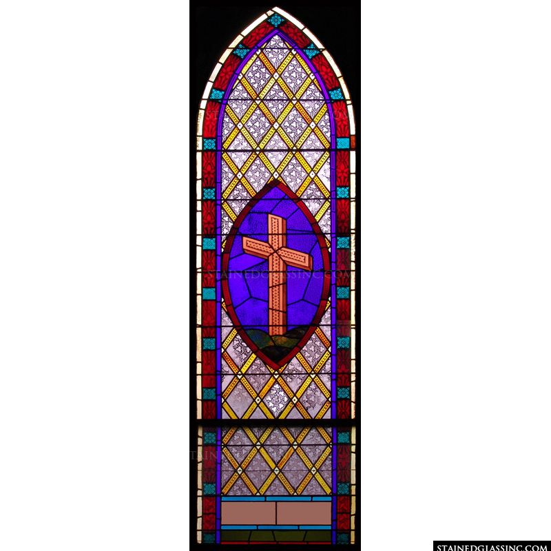 The Cross Geometric Pattern Religious Stained Glass Window