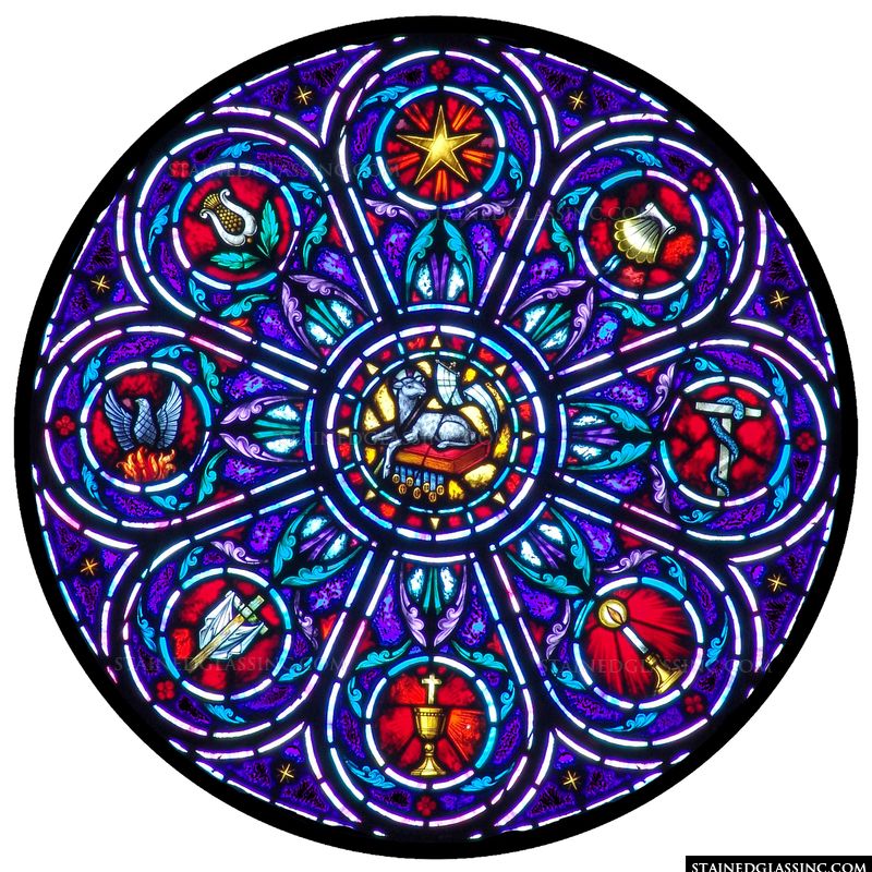  Sacred Symbols Religious Stained Glass Window