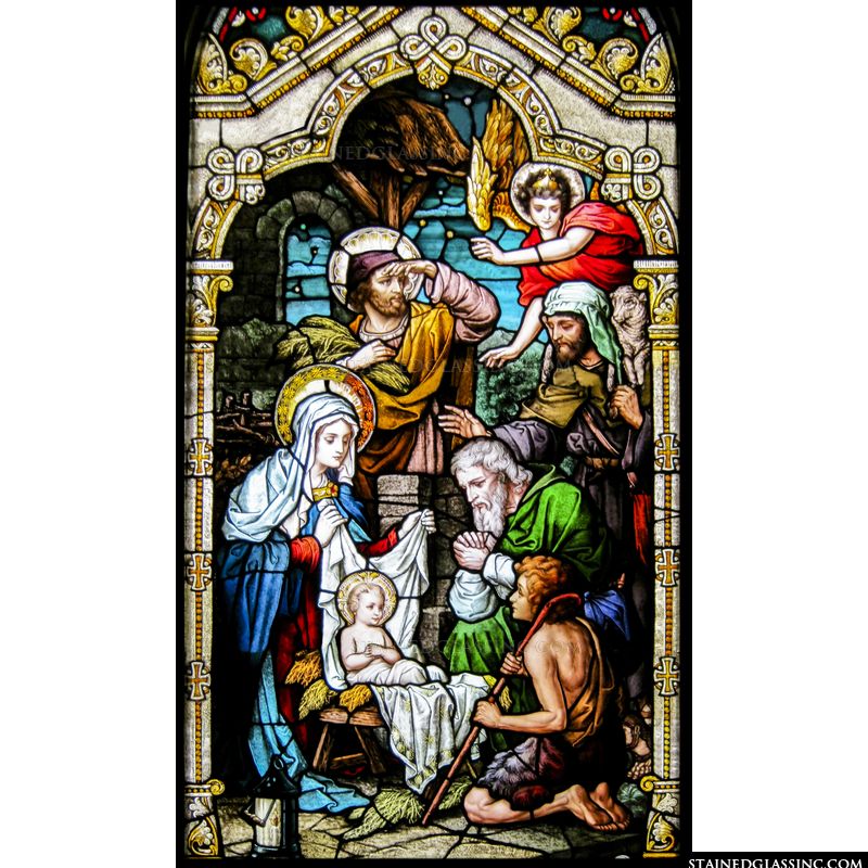 nativity scene stained glass