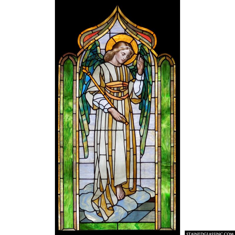 Stained Glass Panel - Little Girl Guardian Angel Stained Glass