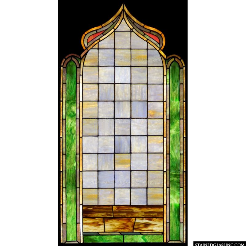 Geometric Patterned Stained Glass Window