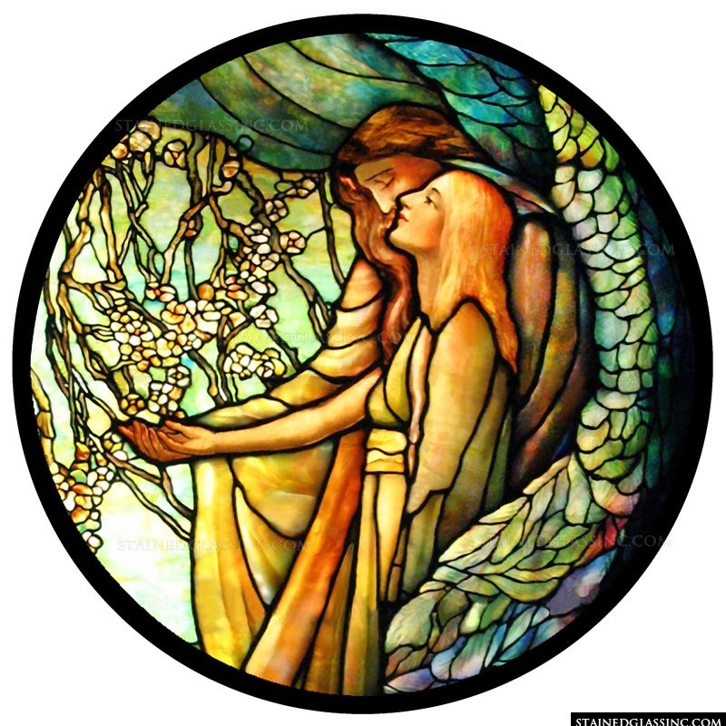 Stained glass image with an angel. 