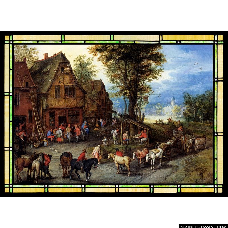 A Village Street with the Holy Family Arriving at an Inn