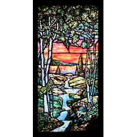 Babbling Brook and a Crimson Sky by Louis C Tiffany