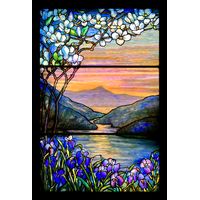 Dogwoods and Purple Irises by Louis C Tiffany