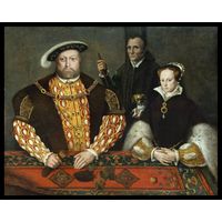 Posthumous Portrait of Henry VIII with Queen Mary and Will Somers the Jester c.a.16th