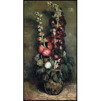 Vase with Hollyhocks