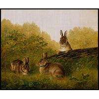 Rabbits on a Log by Arthur Fitzwilliam Tait 1897