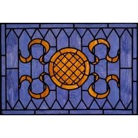 Golden Medallion on Blue Lattice