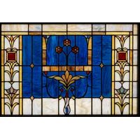 Art Nouveau Floral Motif in Cobalt and Amber