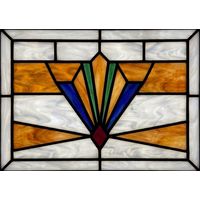 Art Deco Fan in Amber and Cobalt