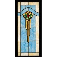 Art Deco Motif in Soft Blue and Amber